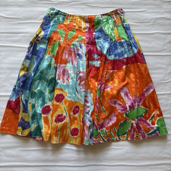 LRL Ralph Lauren Skirt Women's Size 2 Floral Pleated Cotton Spring Coastal beach - Picture 1 of 7